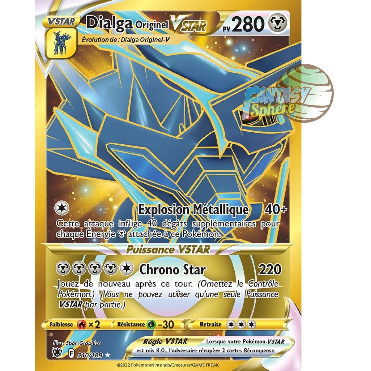 Pokémon Dialga Originel VSTAR Secret Rare 210 189 Epee et