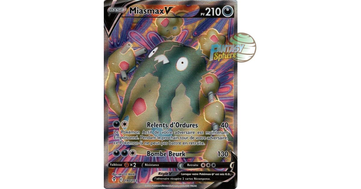 Pokémon Miasmax V Full Art Ultra Rare 190 203 Epee et Bouclier