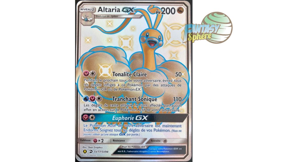 Pokémon Altaria GX Full Art Ultra Rare SV77 SV94 Soleil et Lune