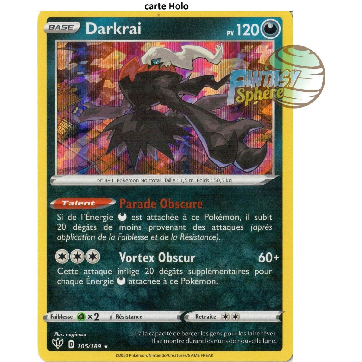 Darkrai - Holo Rare 105/189  - EB03 Ténèbres Embrasées