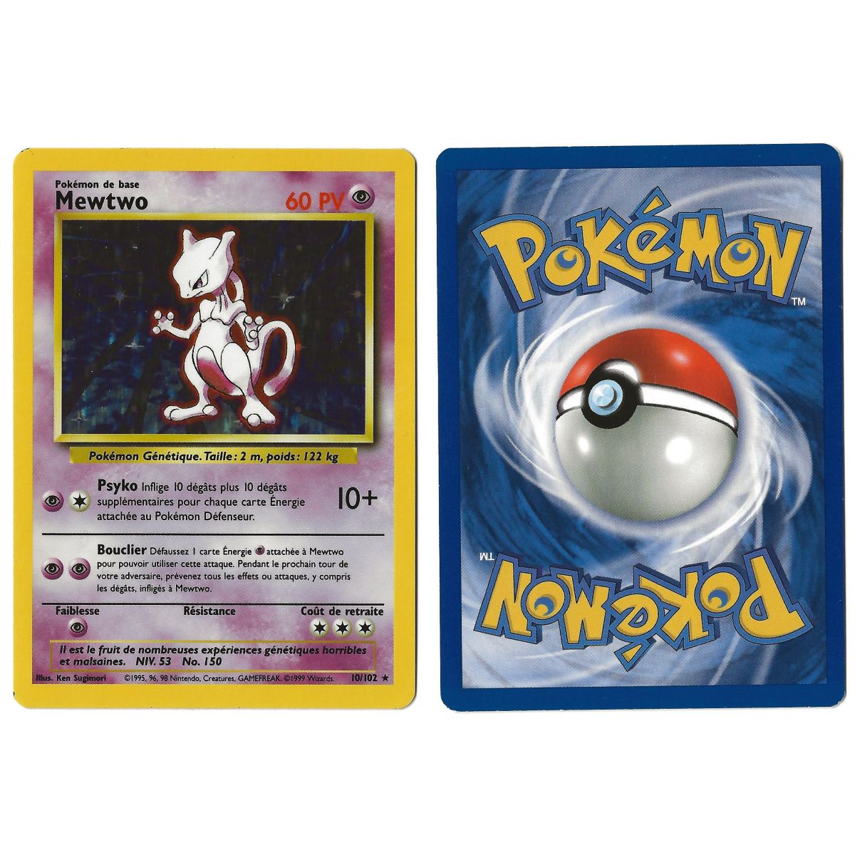 Pokémon - Mewtwo (8) 10/102 Set de Base Holo Unlimited Français