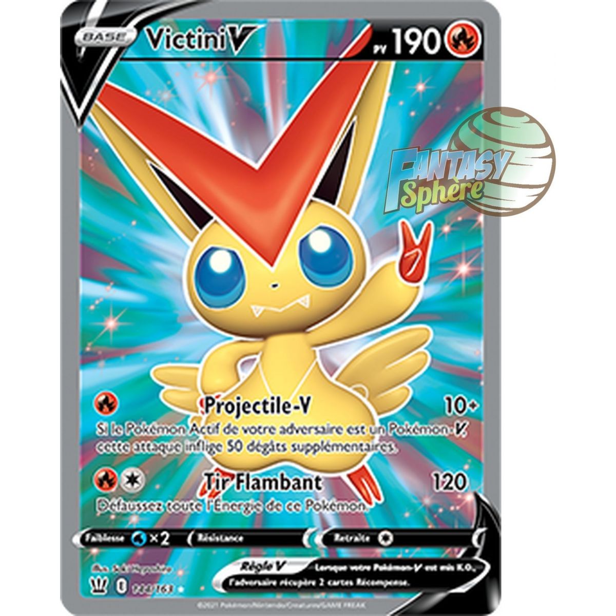 Victini V - Full Art Ultra Rare 144/163 - Epee et Bouclier Style de Combat