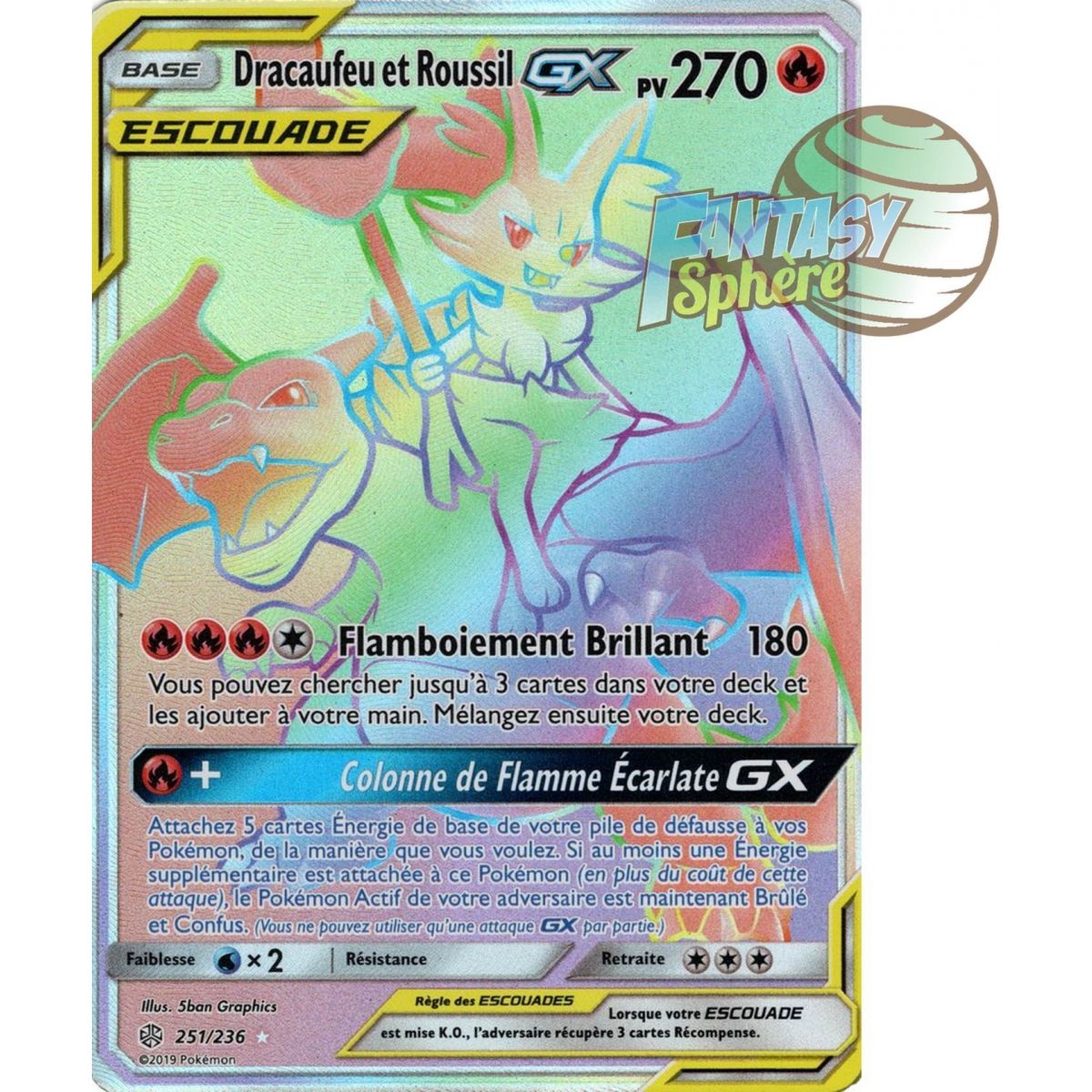 Item Dracaufeu et Roussil GX - Secret Rare 251/236 - Soleil et Lune 12 Éclipse Cosmique