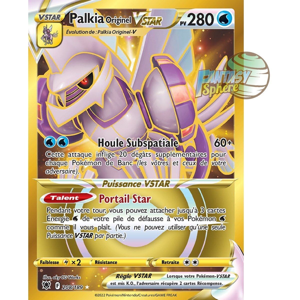 Item Palkia Originel VSTAR - Secret Rare 208/189 - Epee et Bouclier Astres Radieux