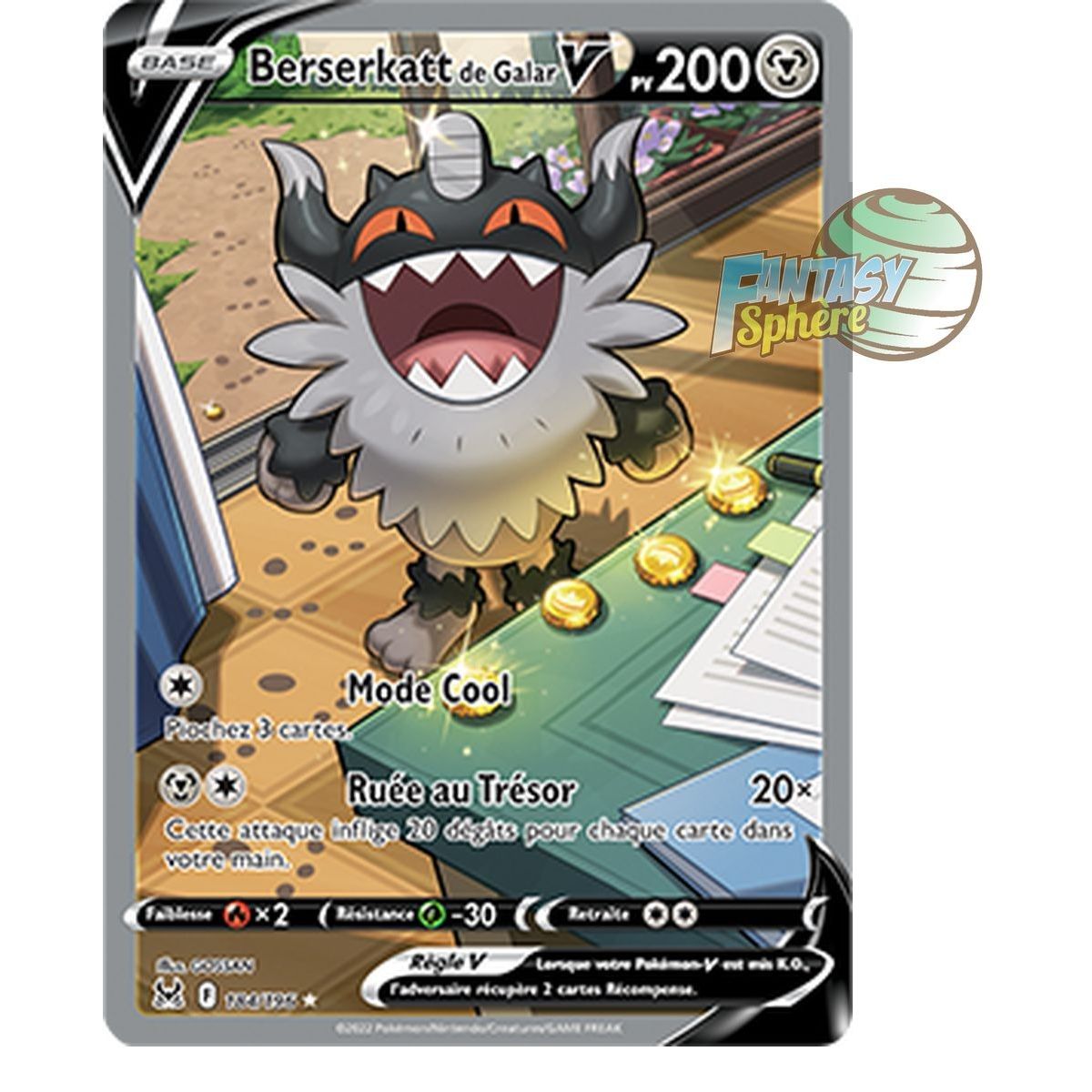 Item Berserkatt de Galar V - Full Art Ultra Rare 184/196 - Epee et Bouclier 11 Origine Perdue