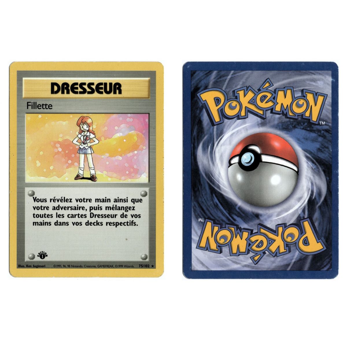 Mini jeu de base complet 1ère édition de cartes à collectionner inspirées  de Pokémon, avec un mini classeur - 102 cartes au total !