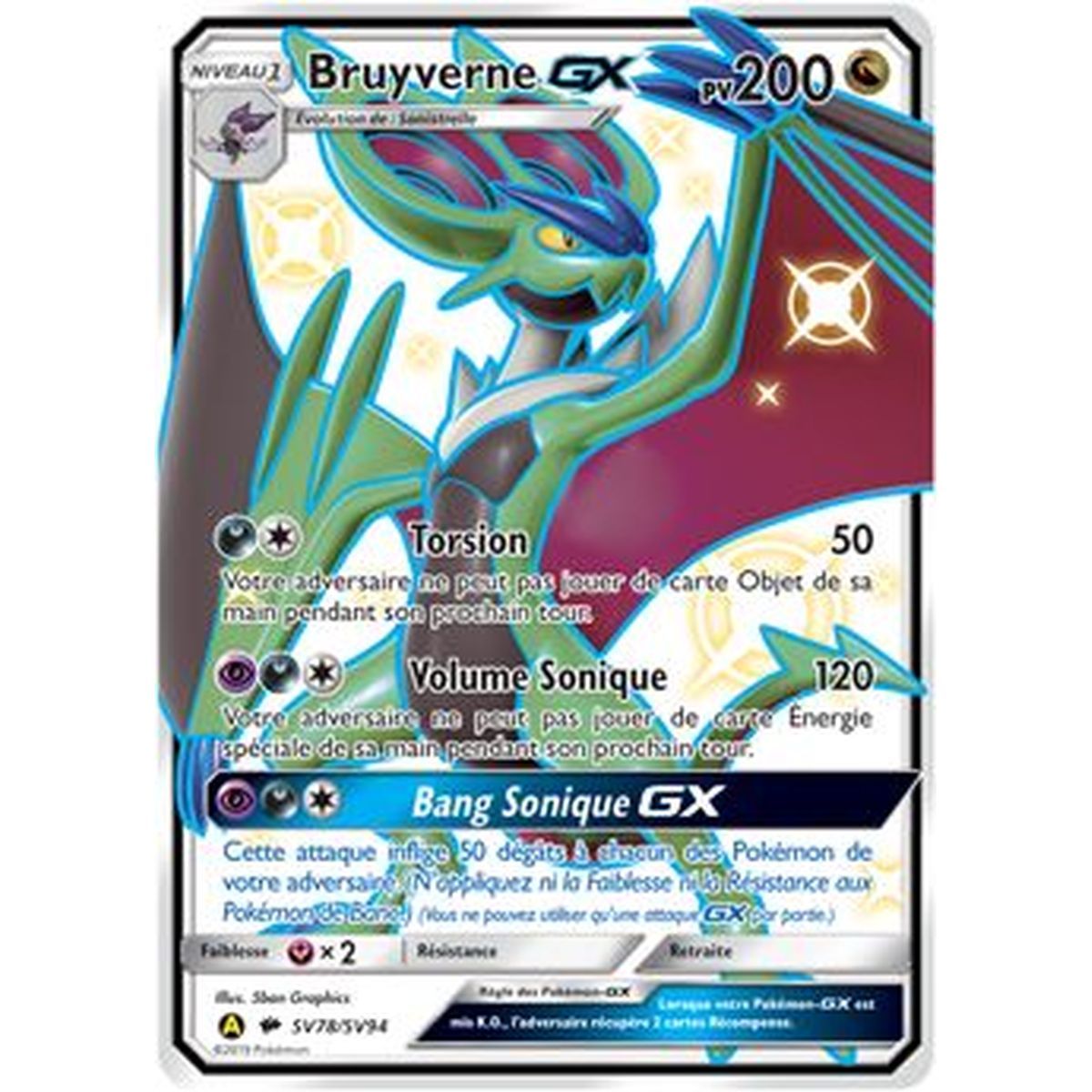 Bruyverne GX - Full Art Ultra Rare SV78/SV94 - Soleil et Lune 11.5 Destinees Occultes