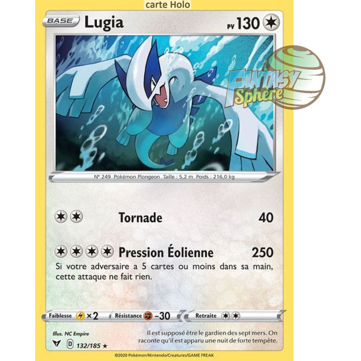 Item Lugia - Holo Rare 132/185 - Epee et Bouclier 4 Voltage Eclatant