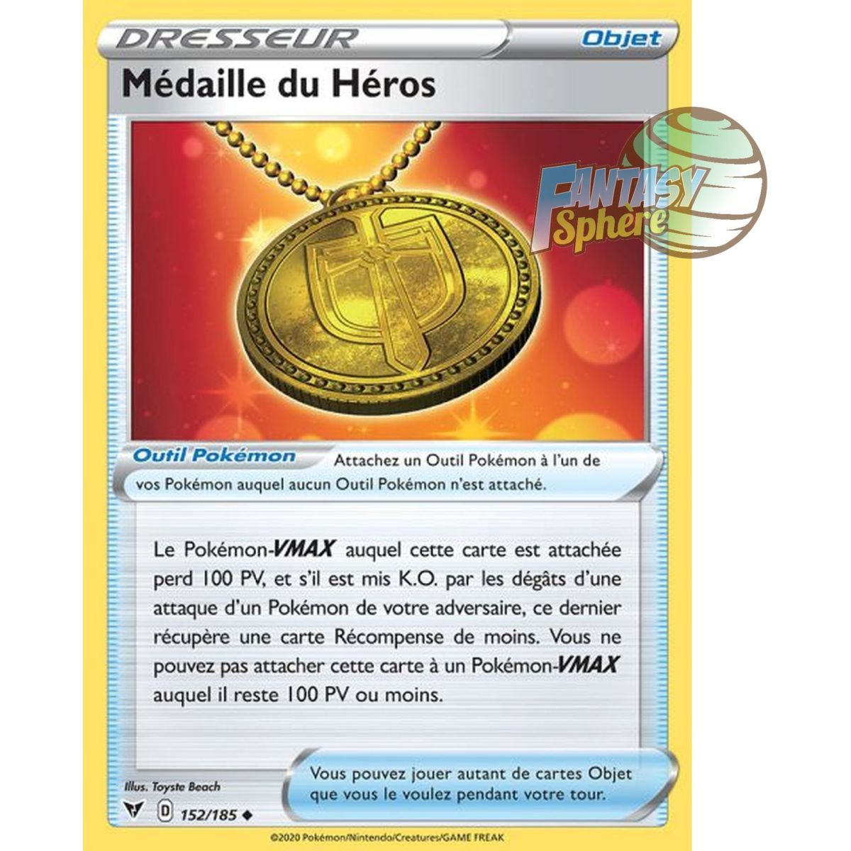 Item Médaille du Héros - Peu commune 152/185 - Epee et Bouclier 4 Voltage Eclatant