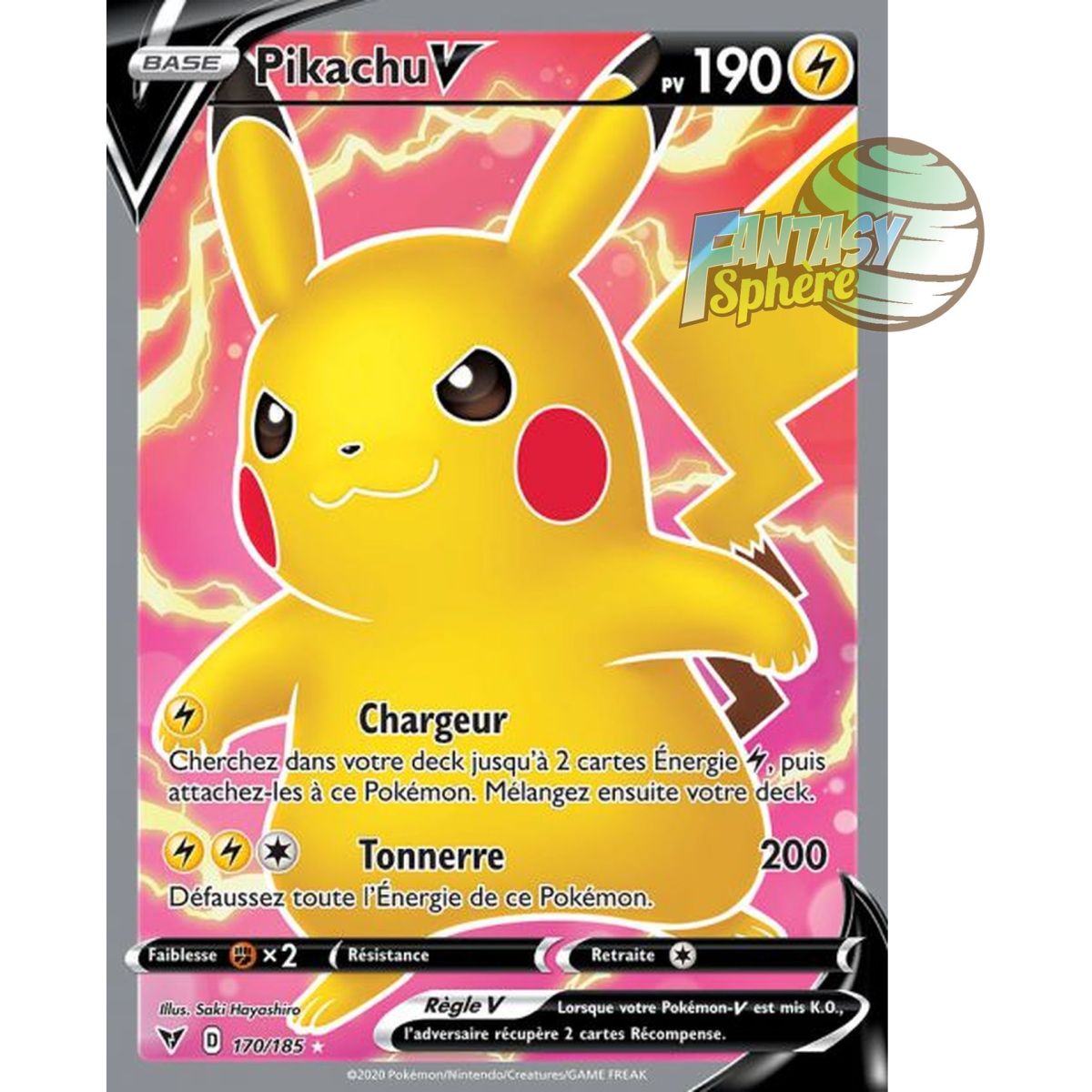 Pikachu V - Full Art Ultra Rare  170/185 - Epee et Bouclier 4 Voltage Eclatant