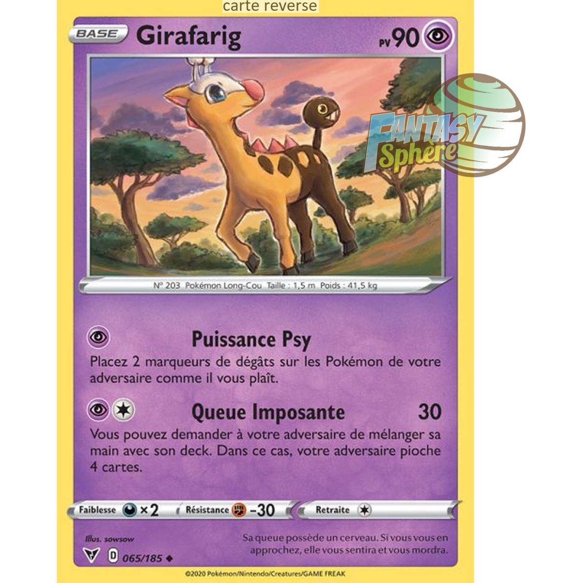 Girafarig Reverse - Reverse 65/185 - Epee et Bouclier 4 Voltage Eclatant