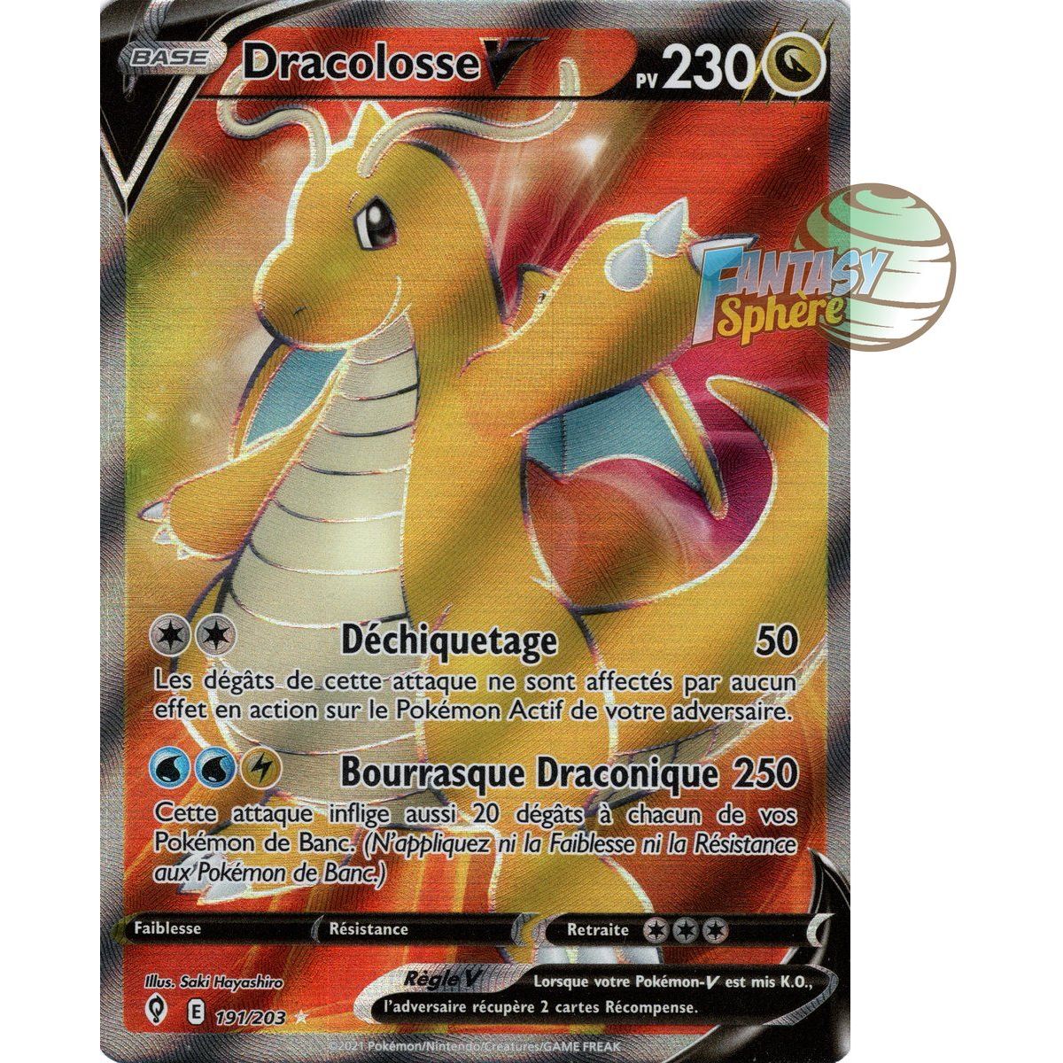 Dracolosse V - Full Art Ultra Rare 191/203 - Epee et Bouclier 7 Evolution Celeste