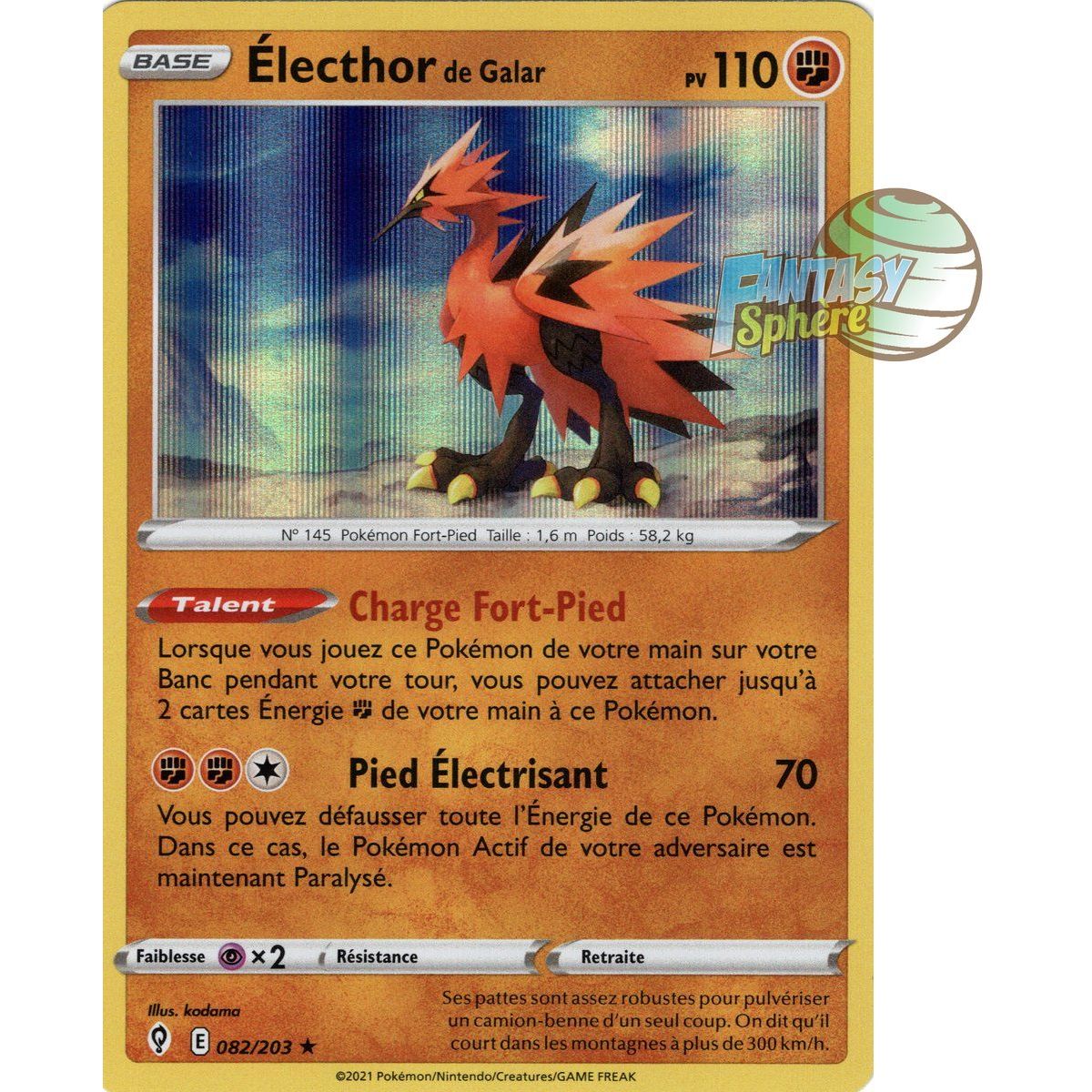 Électhor de Galar - Holo Rare 82/203 - Epee et Bouclier 7 Evolution Celeste