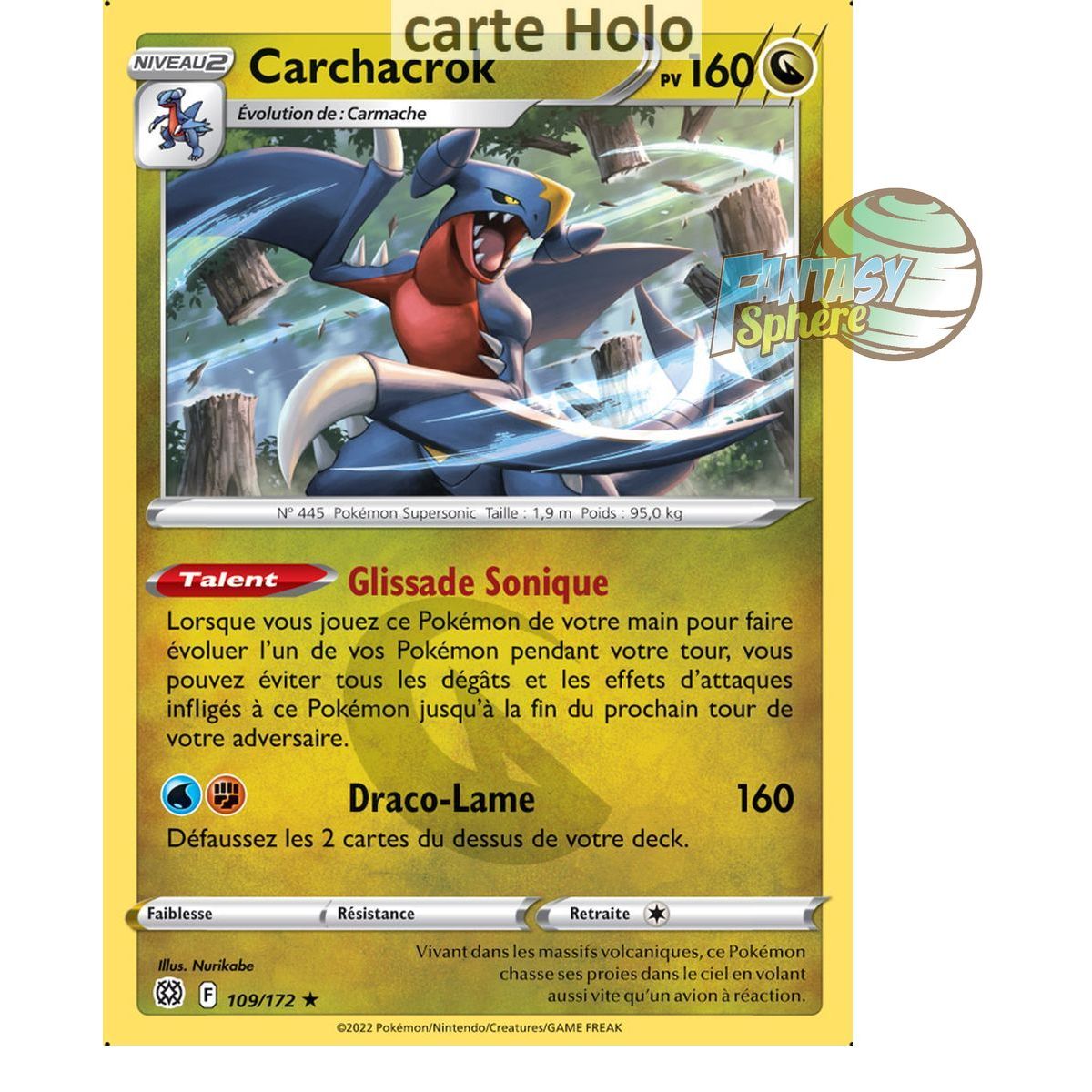 Carchacrok - Holo Rare 109/172 - Epee et Bouclier 9 Stars Etincelantes