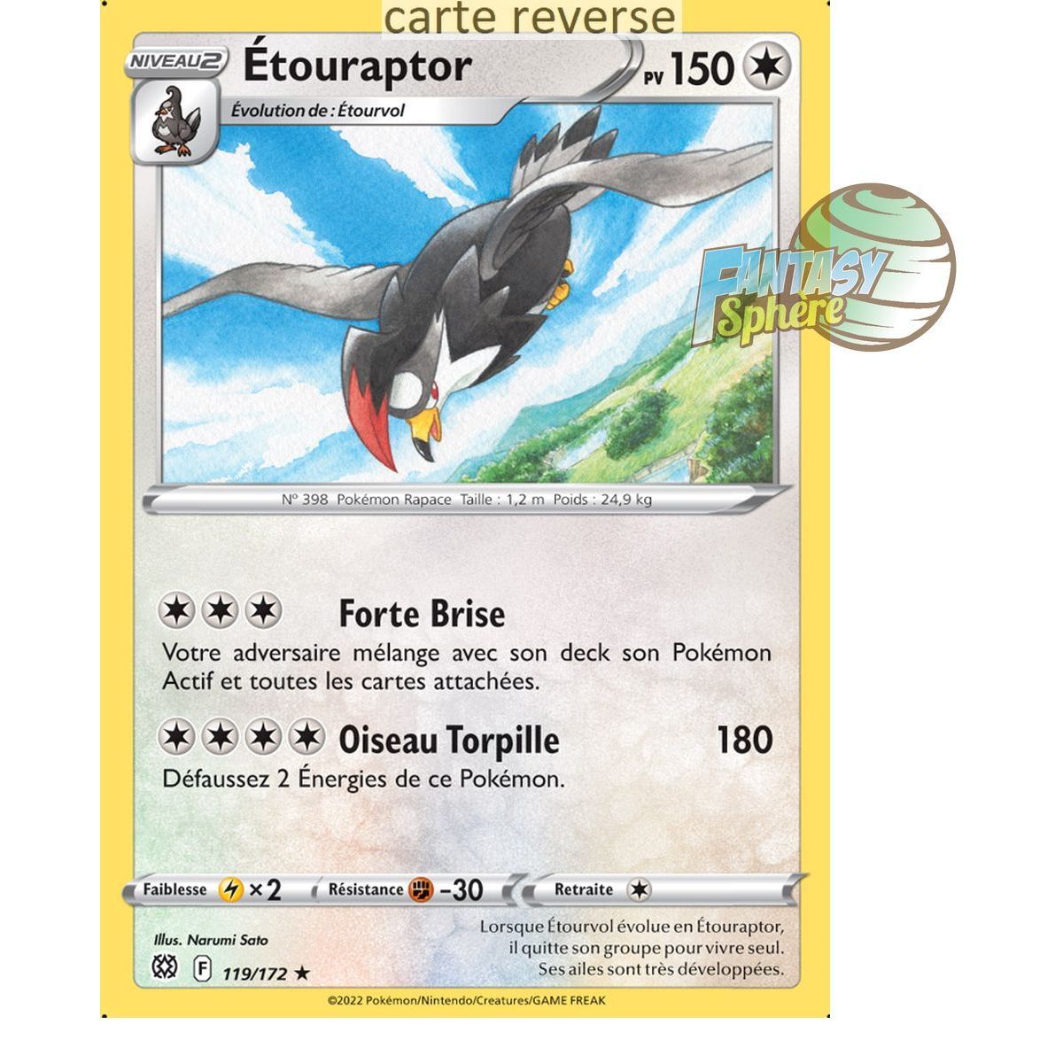 Étouraptor - Reverse 119/172 - Epee et Bouclier 9 Stars Etincelantes