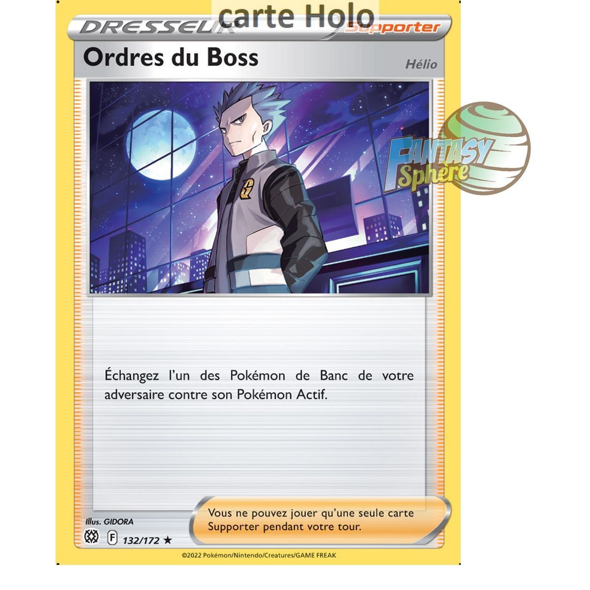 Item Ordres du Boss (Hélio) - Holo Rare 132/172 - Epee et Bouclier 9 Stars Etincelantes