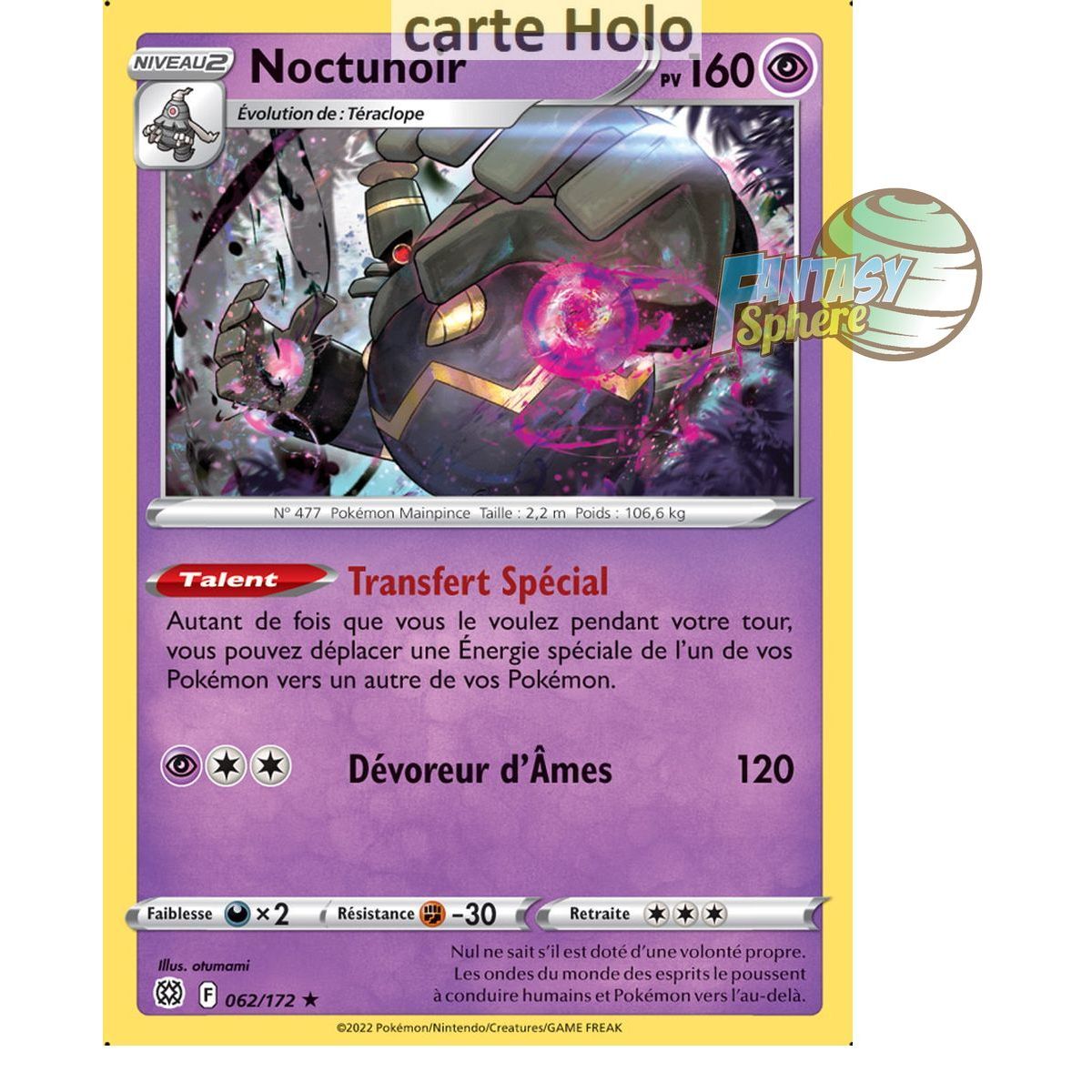 Noctunoir - Holo Rare 62/172 - Epee et Bouclier 9 Stars Etincelantes