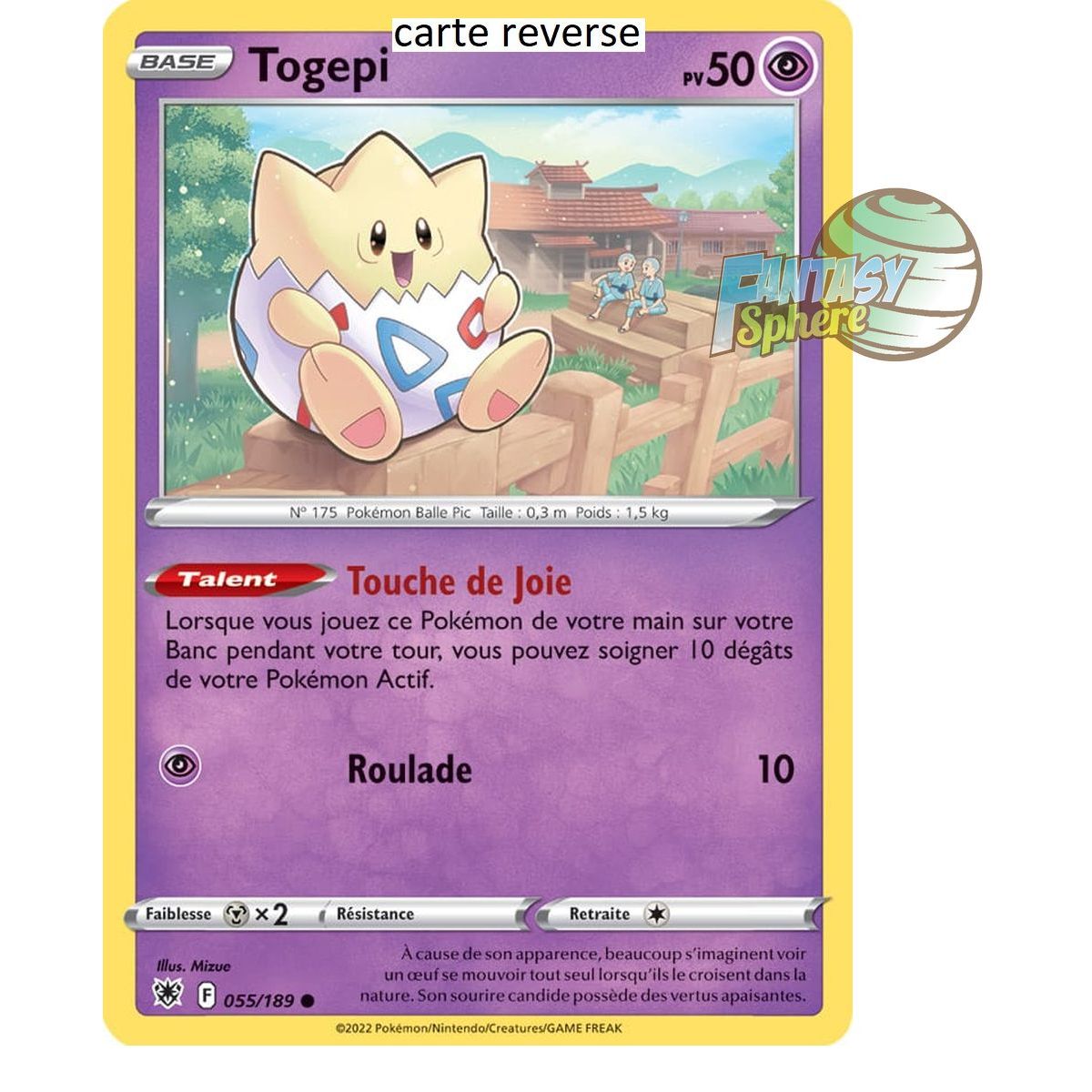 Togepi - Reverse 55/189 - Epee et Bouclier 10 Astres Radieux