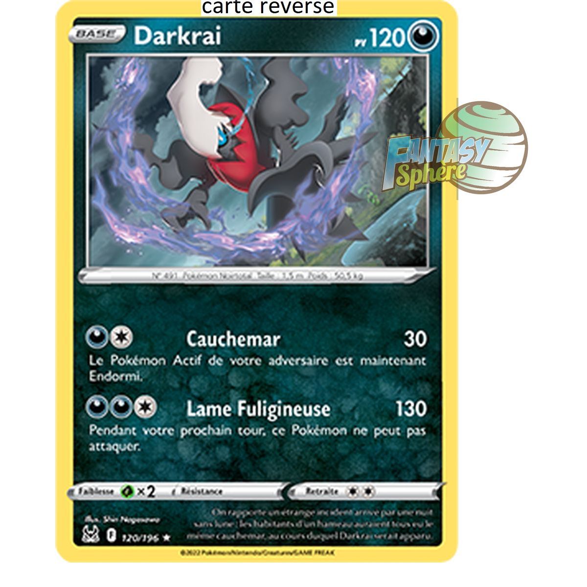 Darkrai - Reverse 120/196_R - Epee et Bouclier 11 Origine Perdue