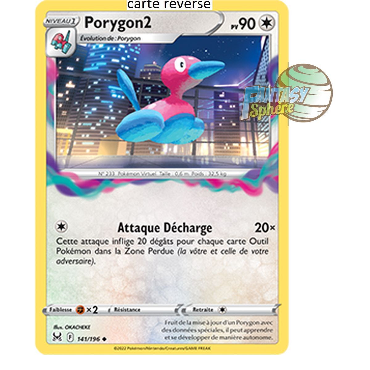 Porygon2 - Reverse 141/196_R - Epee et Bouclier 11 Origine Perdue