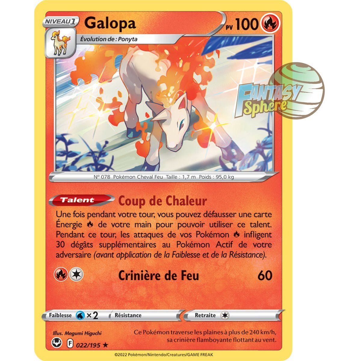 Galopa - Holo Rare 22/195 - Epee et Bouclier 12 Tempete Argentée