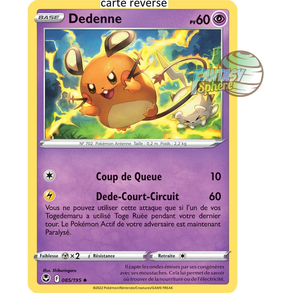 Item Dedenne - Reverse 85/195 - Epee et Bouclier 12 Tempete Argentée