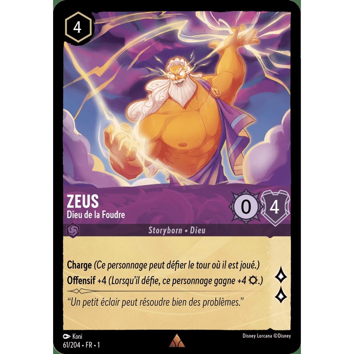 Item Zeus, Dieu de la Foudre - 61/204 - FC - Premier Chapitre - Brillante - Premium - Français