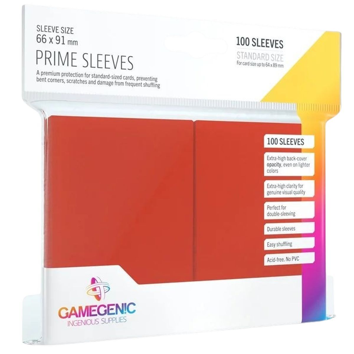 Item Gamegenic - 100 Prime Sleeves Red - 66x91 Standard (100)