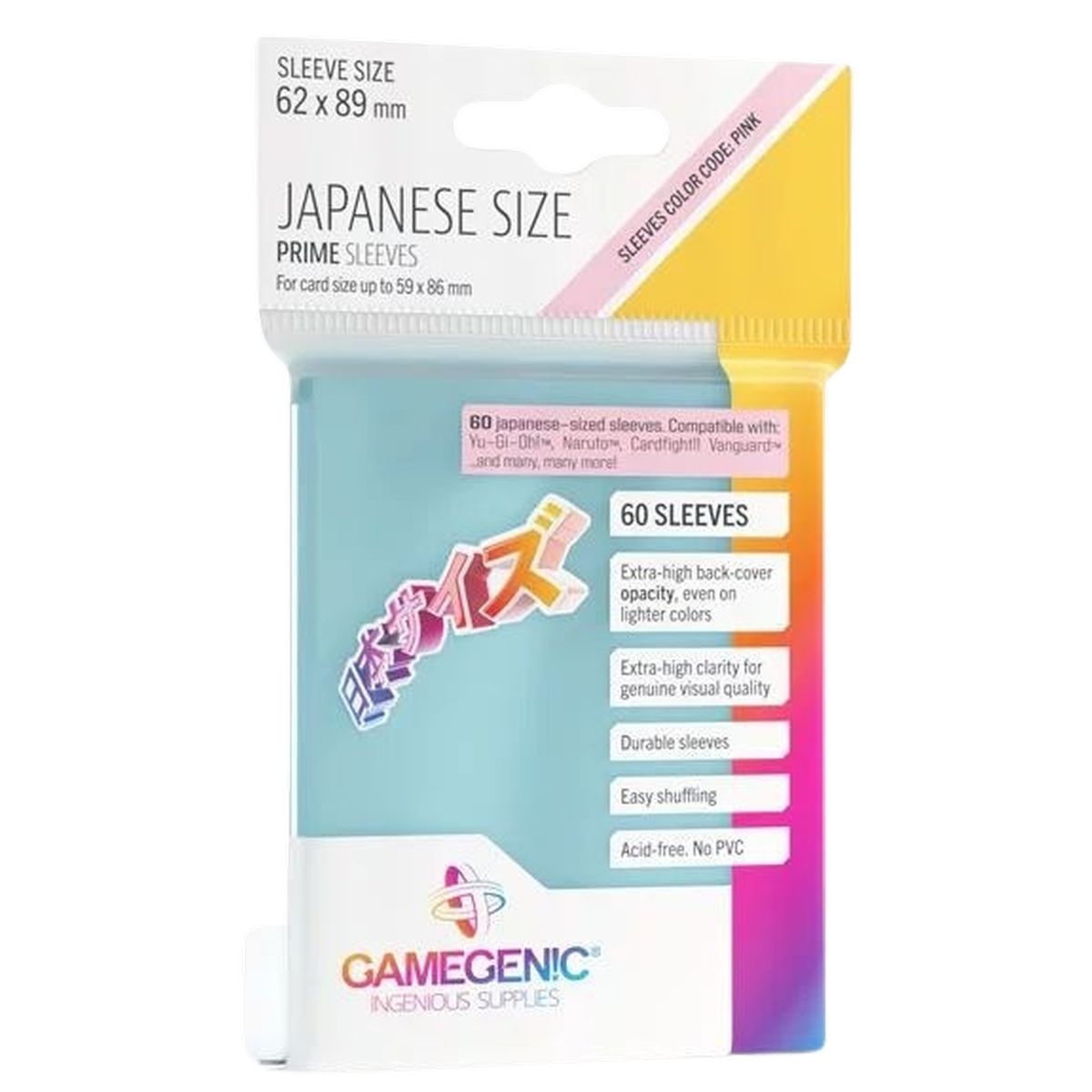 Gamegenic - Japanese Size - 60 Prime Sleeves Clear - 62x89 Small (60)