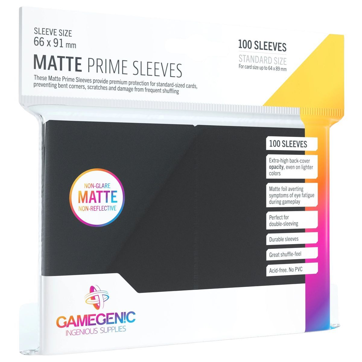 Item Gamegenic - Matte Prime Standard Sleeves - BLACK - 66x91 (100)