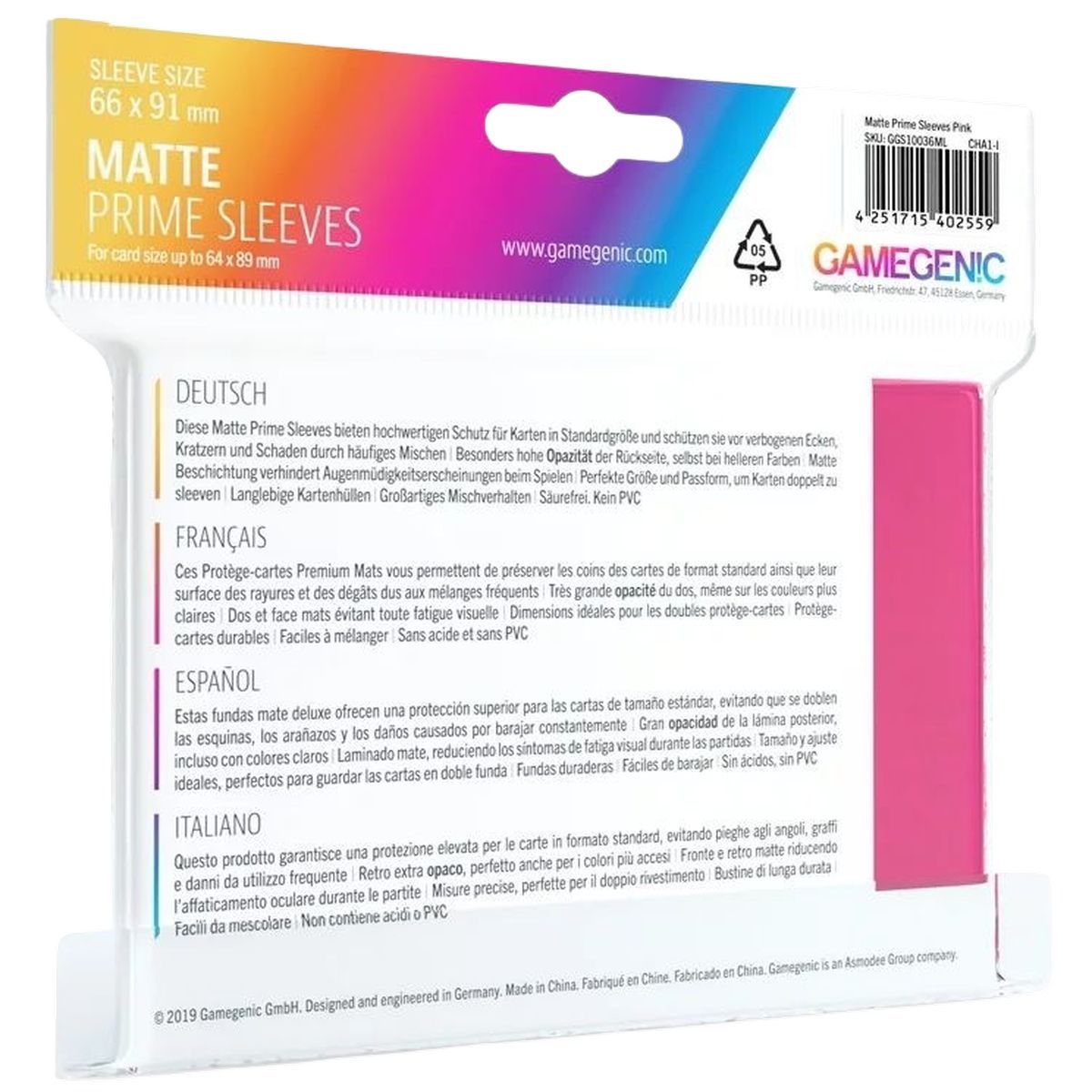 Gamegenic - Matte Prime Standard Sleeves - Rose - 66x91 (100)