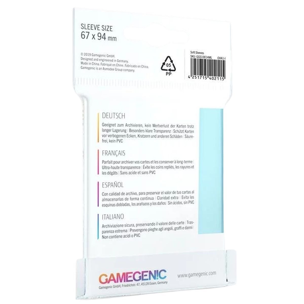 Gamegenic - Protèges Cartes - Soft Sleeves - Souple (100)