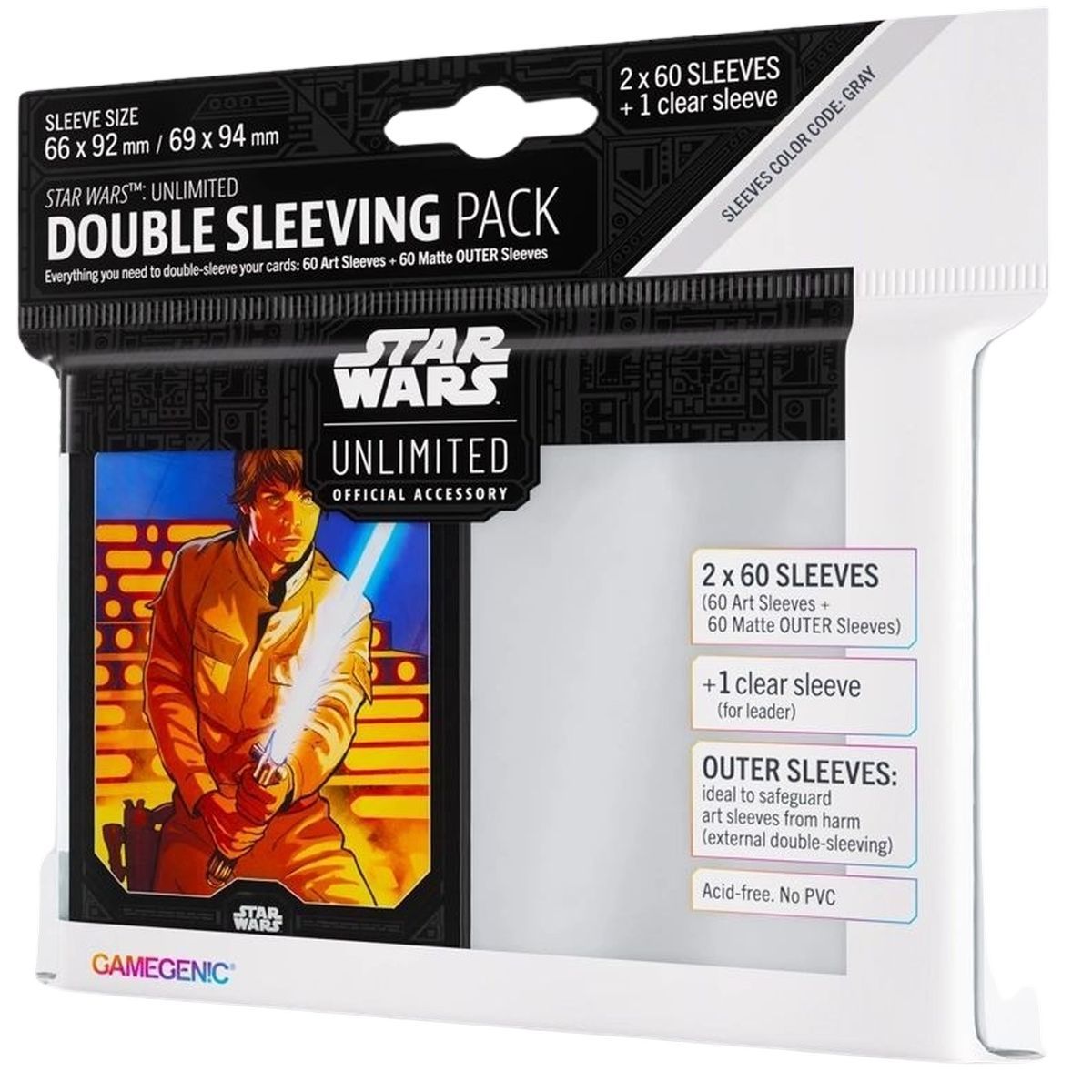 Gamegenic - Protèges Cartes - Standard - Double Sleeves Pack - Star Wars : Unlimited - Luke - FR