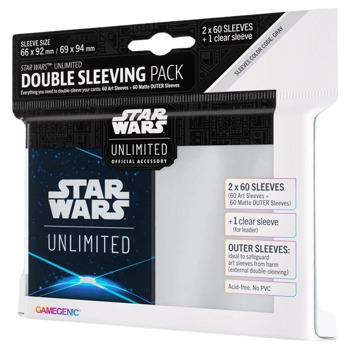 Item Gamegenic - Protèges Cartes - Standard - Double Sleeves Pack - Star Wars : Unlimited - Space Blue - FR