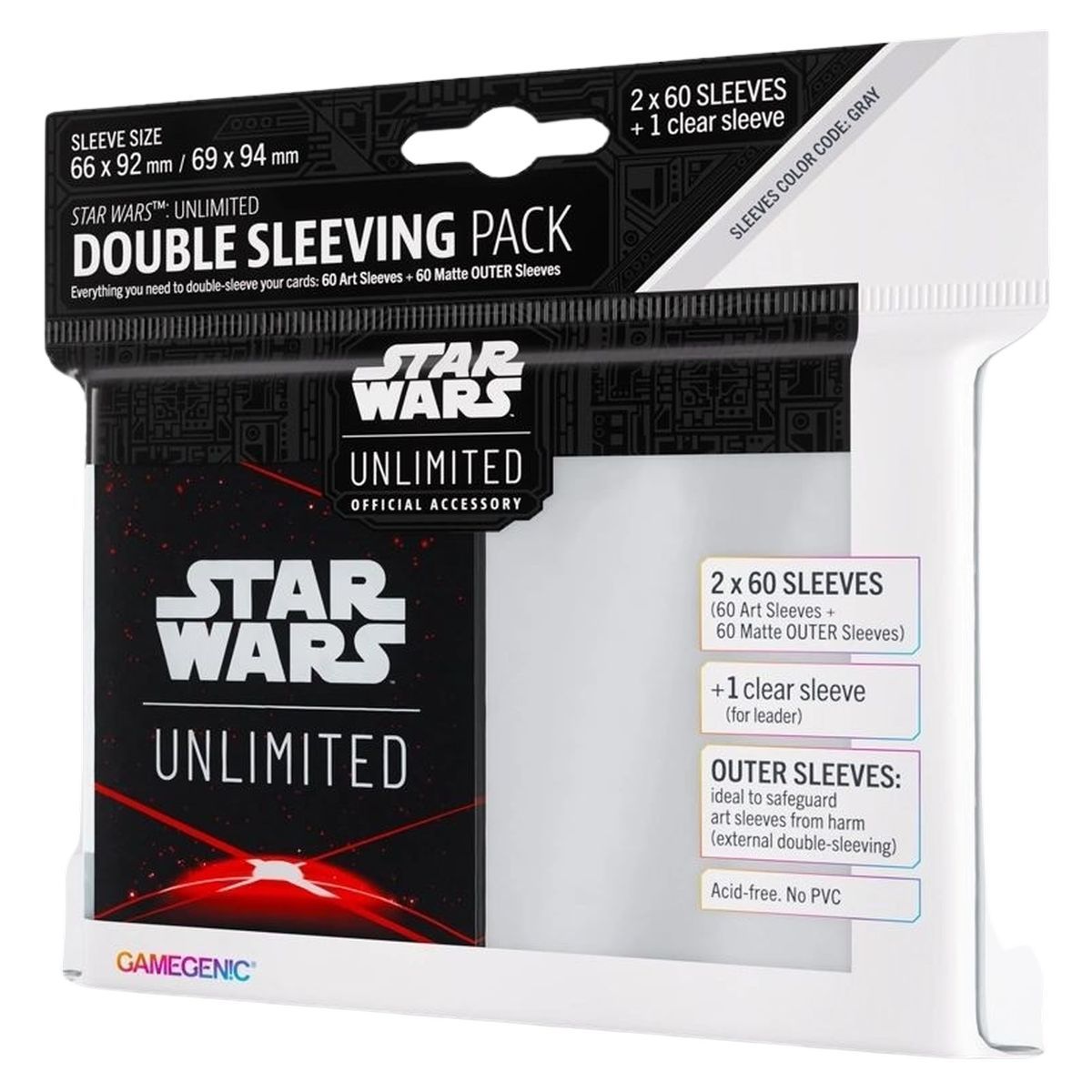 Item Gamegenic - Protèges Cartes - Standard - Double Sleeves Pack - Star Wars : Unlimited - Space Red - FR