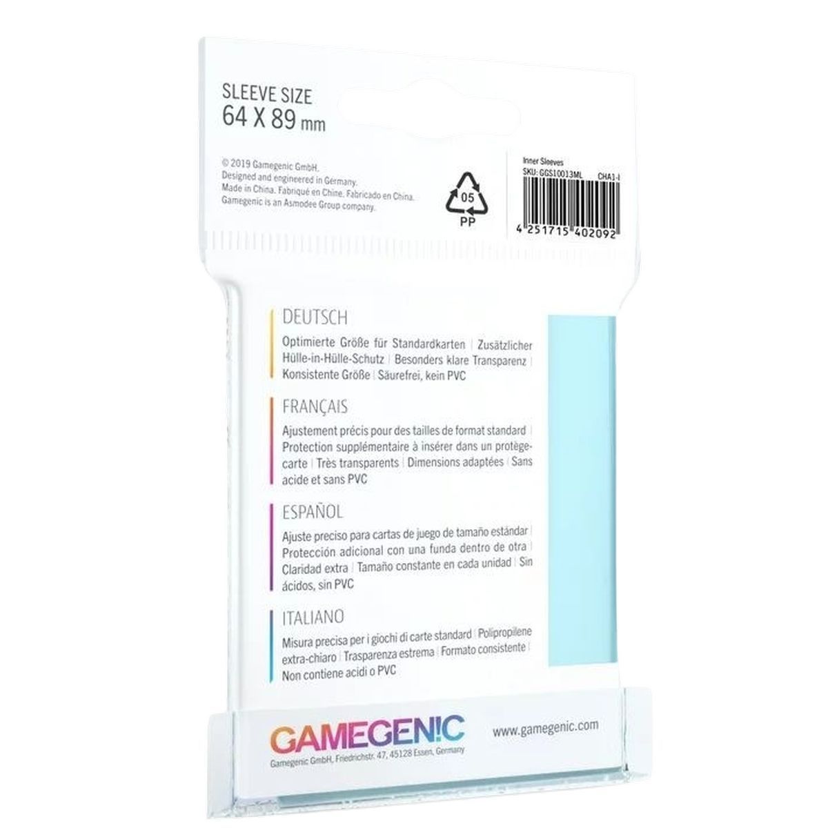 Gamegenic - Protèges Cartes - Standard - Inner Sleeves (100)