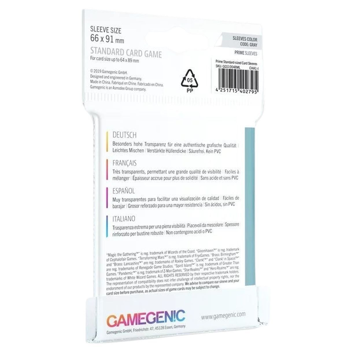 Gamegenic - Protèges Cartes - Standard - Prime Sleeves (50)