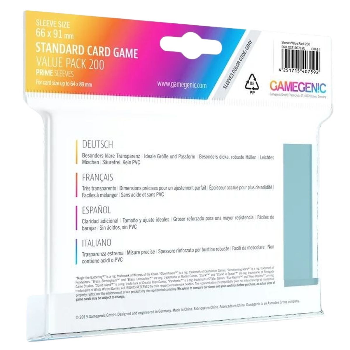 Gamegenic - Protèges Cartes - Standard - Value Pack (200)