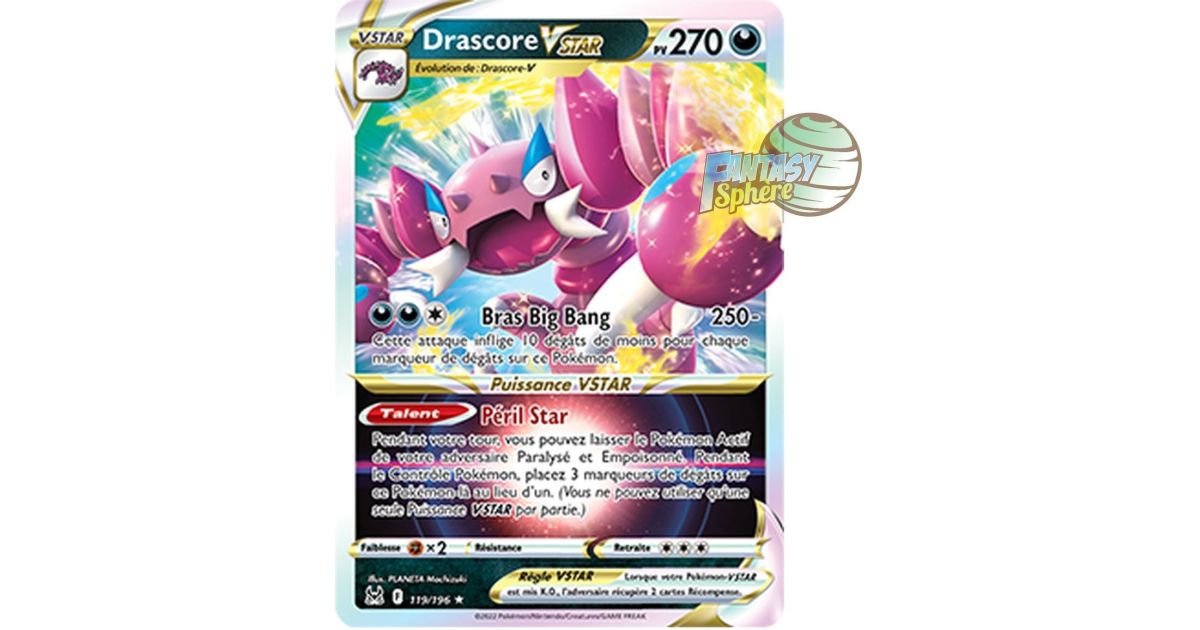 Pokemon 119/196 Drascore VSTAR Full Art EB11 Epee et Bouclier 11 Origine  Perdue