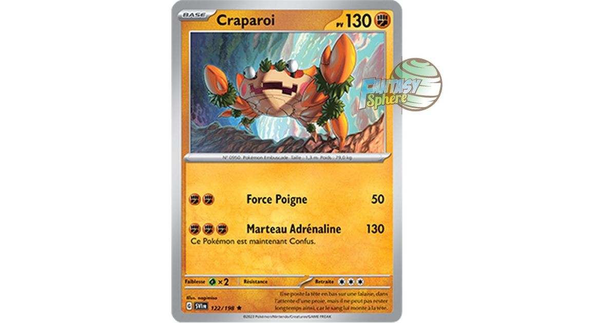 Carte pokémon Craparoi Brillante Rare +Protection 2023