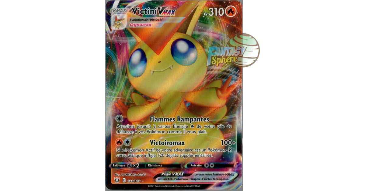 Carte Pokémon Victini VMAX Officielle version Française 022/163