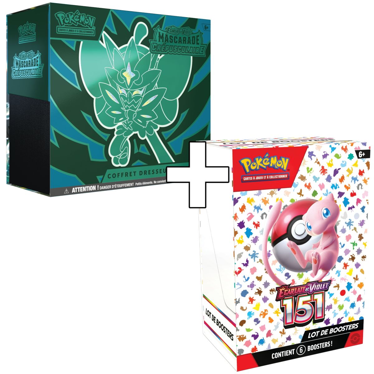Item Pokémon - Pack - ETB Mascarade Crépusculaire [EV06] + Bundle 6 Boosters 151 - FR