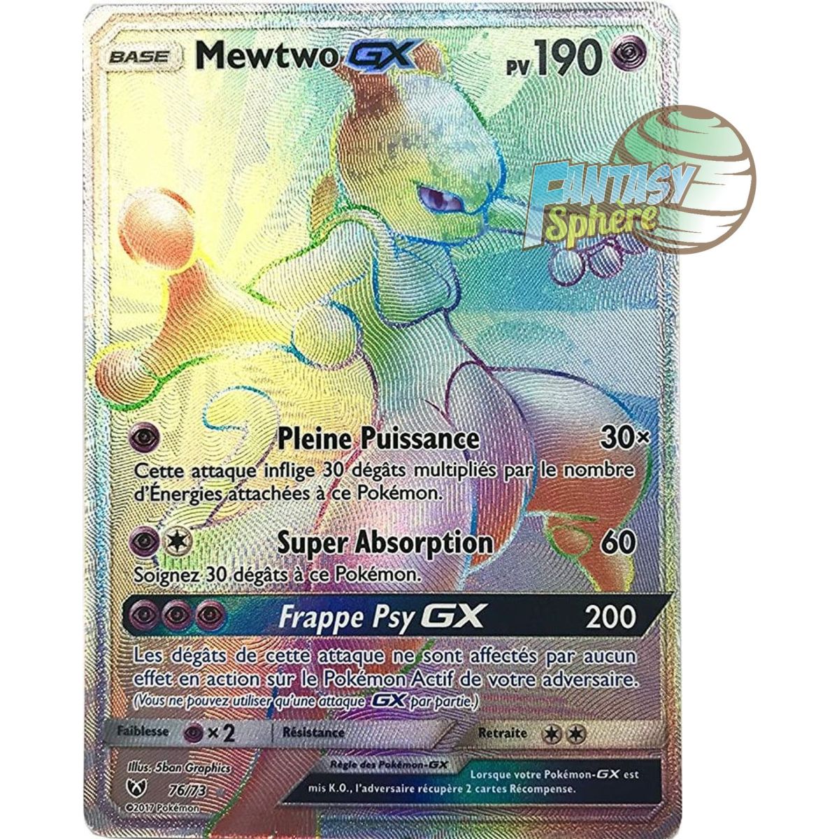 Mewtwo GX - Secrete Rare 76/73 - Soleil et Lune 3.5 Légendes Brillantes