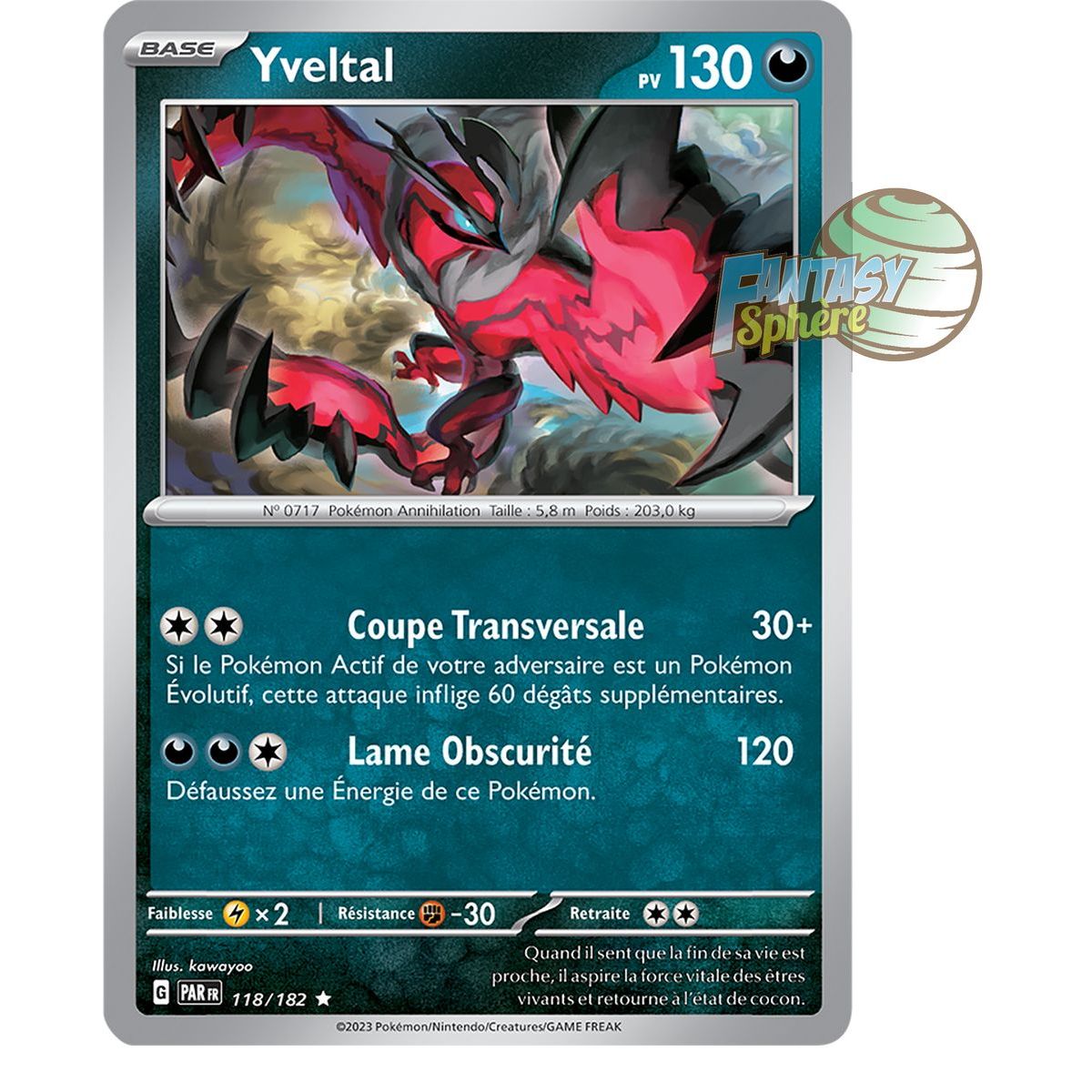 Yveltal - Holo Rare 118/182 - Ecarlate et Violet Faille Paradoxe