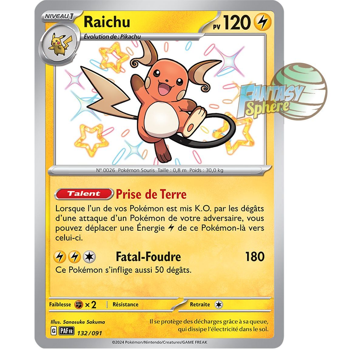 Raichu -  Shiny Rare 132/91 - Ecarlate et Violet Destinées de Paldea