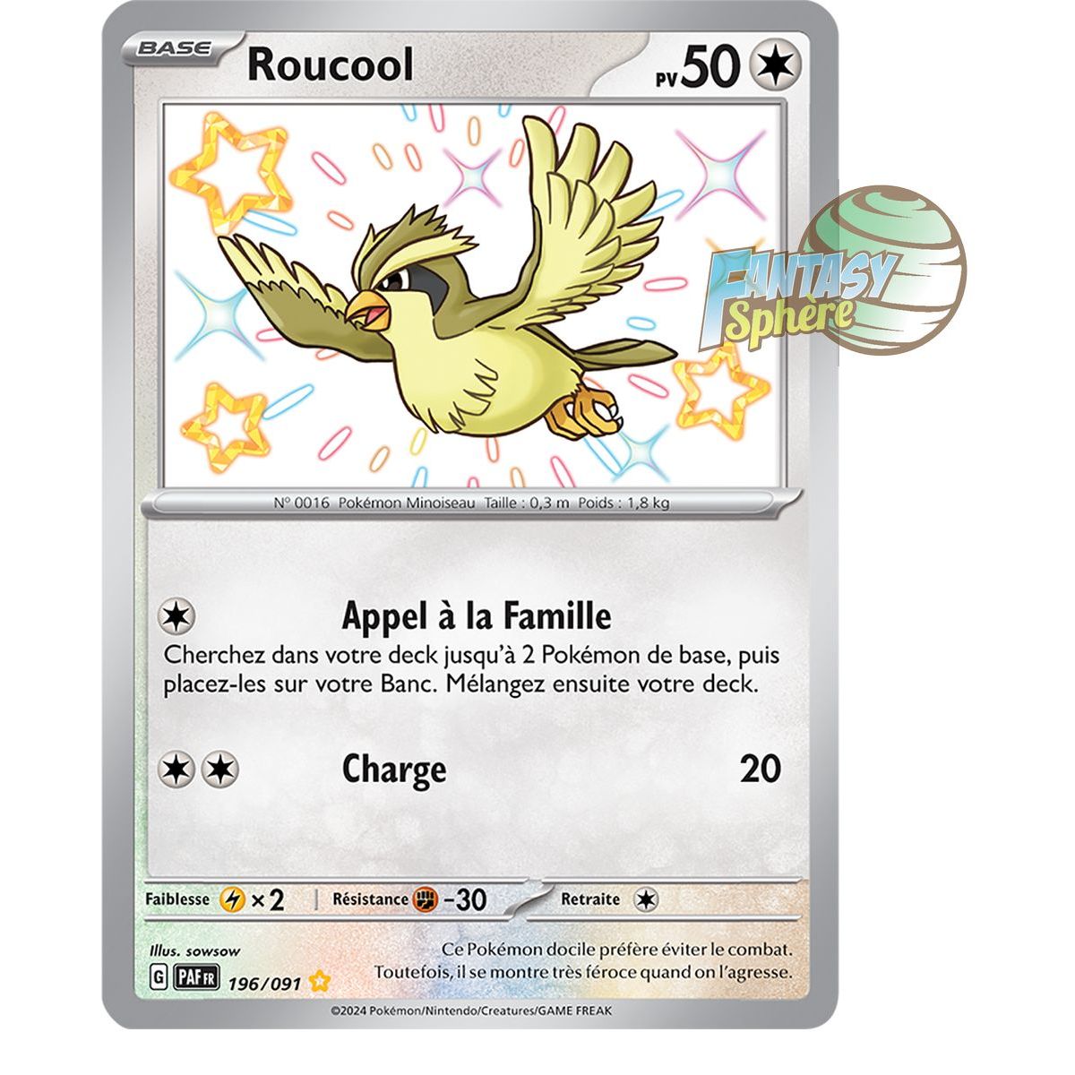 Roucool -  Shiny Rare 196/91 - Ecarlate et Violet Destinées de Paldea