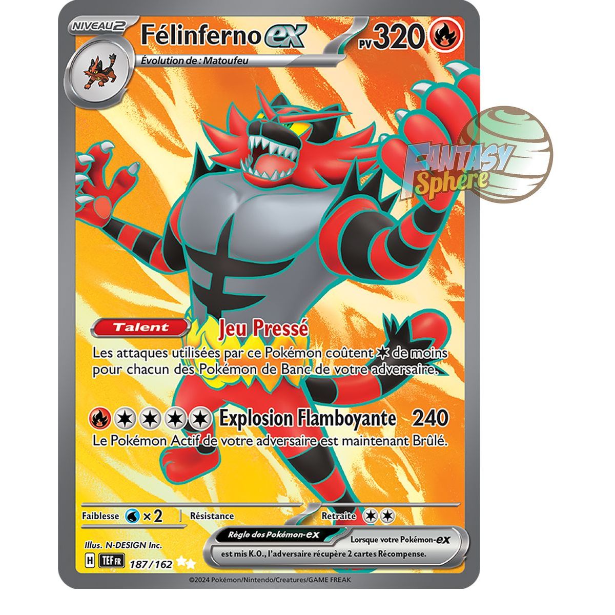 Félinferno EX - Ultra Rare 187/162 - Ecarlate et Violet Forces Temporelles