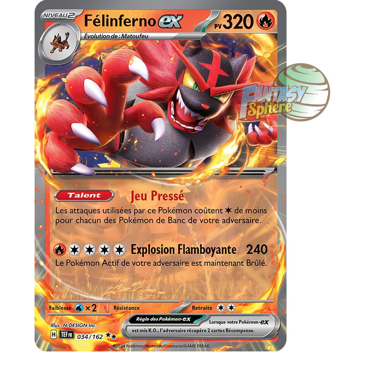 Félinferno EX - Double Rare 34/162 - Ecarlate et Violet Forces Temporelles