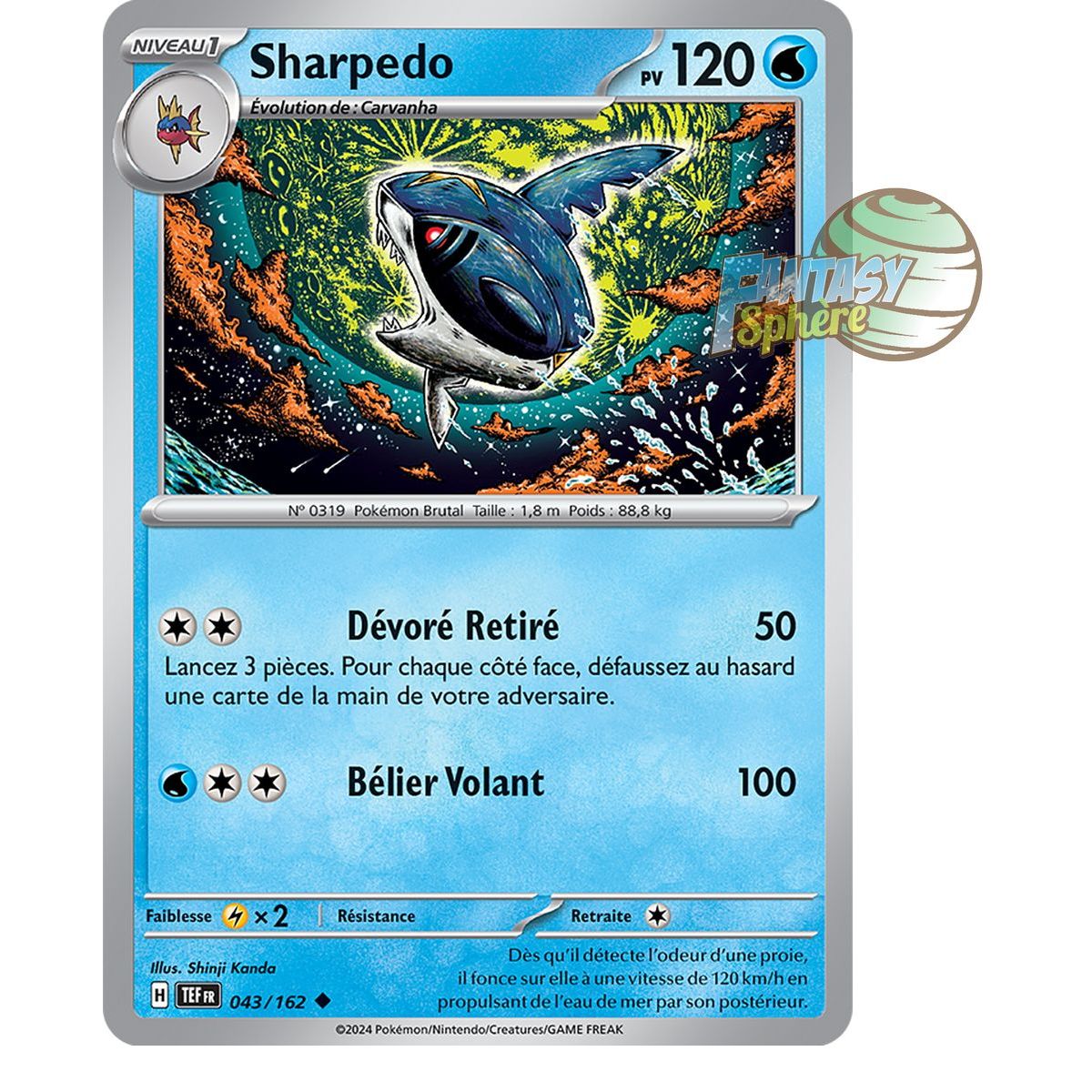 Item Sharpedo - Peu Commune 43/162 - Ecarlate et Violet Forces Temporelles