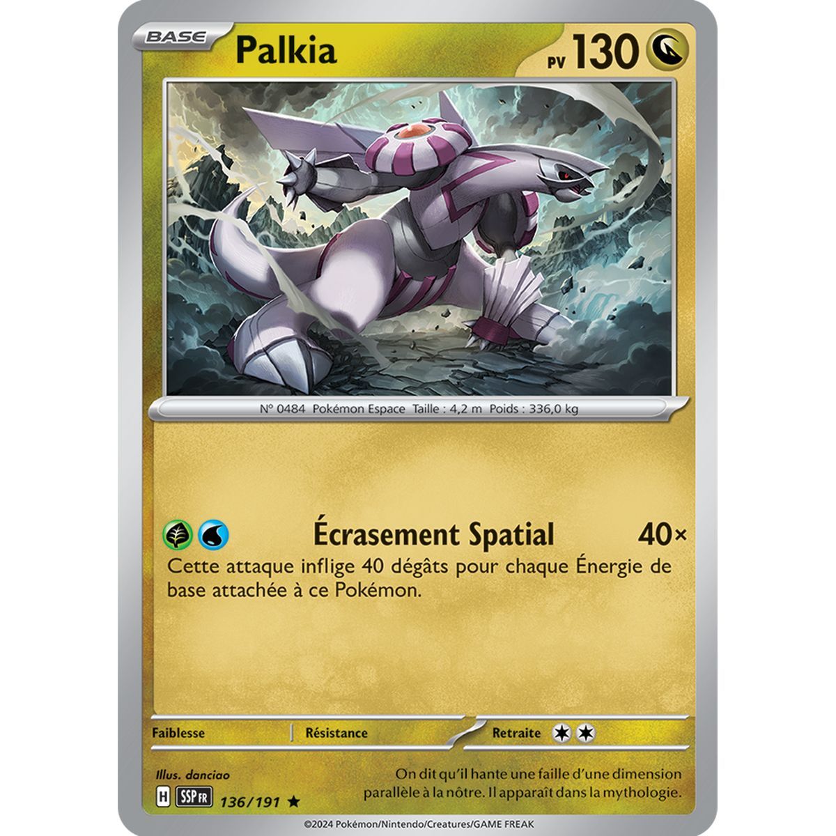 Palkia - Holo Rare 136/191 - Ecarlate et Violet Etincelle Déferlante